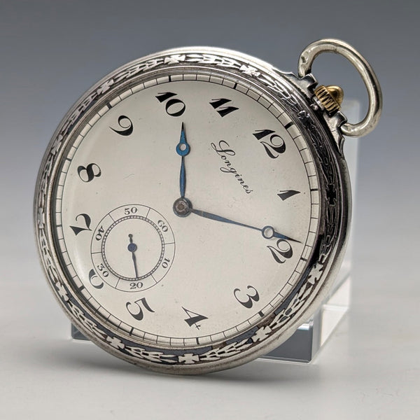 Circa 1925 Vintage Longines Pocket Watch Thin Niello Case Cal18.79N In good working order